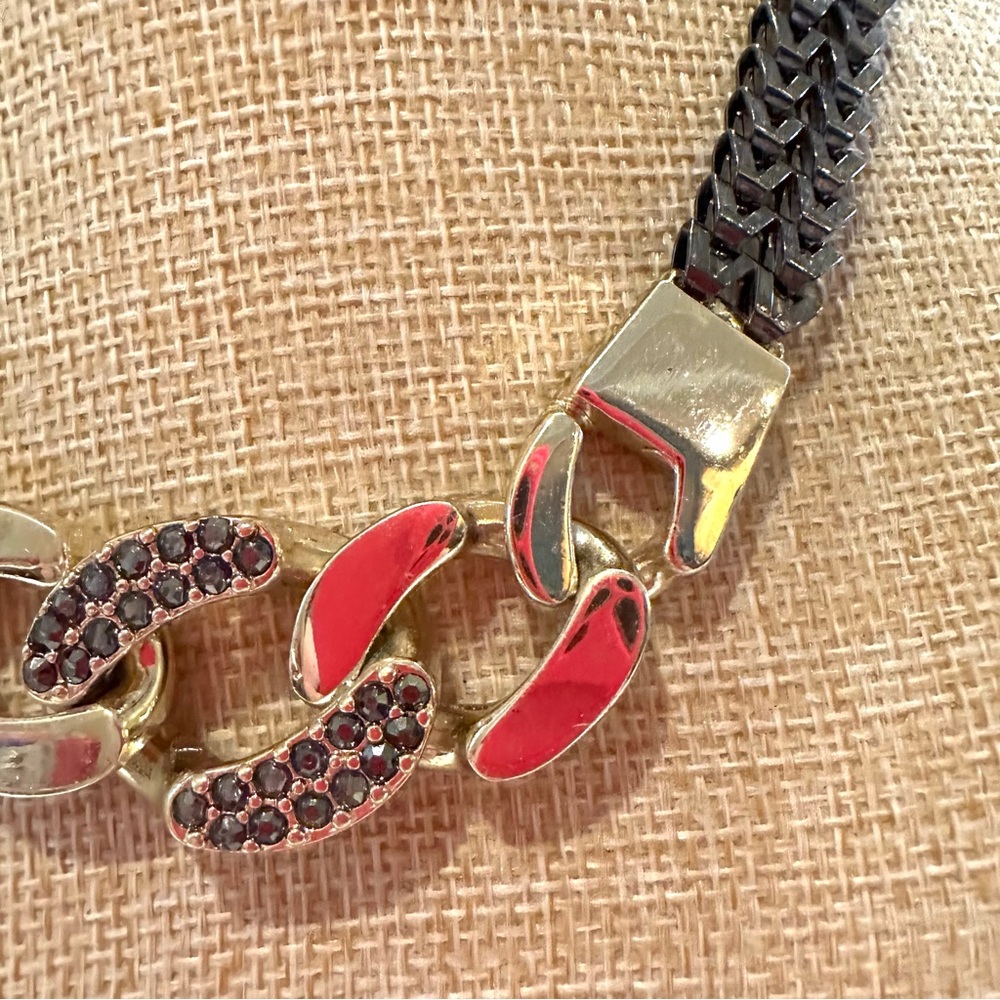 Express Statement Necklace Reversible Gunmetal W/… - image 5